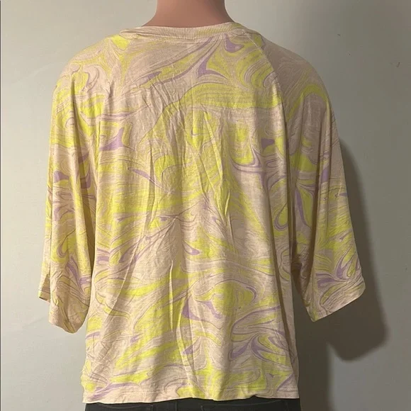 Fabletics Womens Yellow Purple Samara Raglan Cropped Shirt Size 1X - Picture 7 of 10